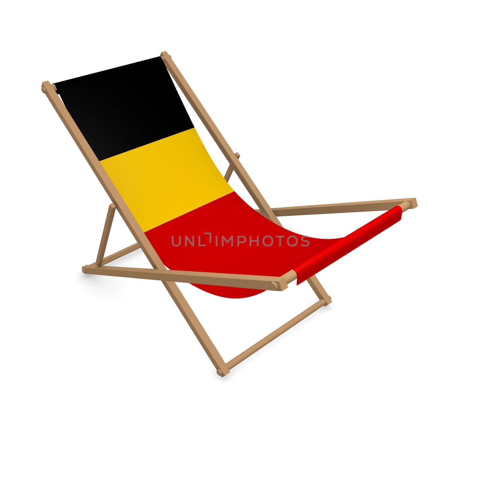 Deckchair with the flag of Belgium, 3d rendering