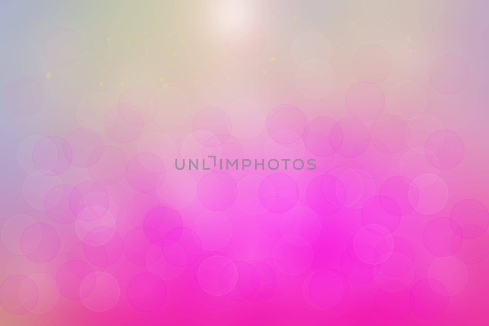 Bright shiny blurred pink magenta pastel bokeh background with circles.