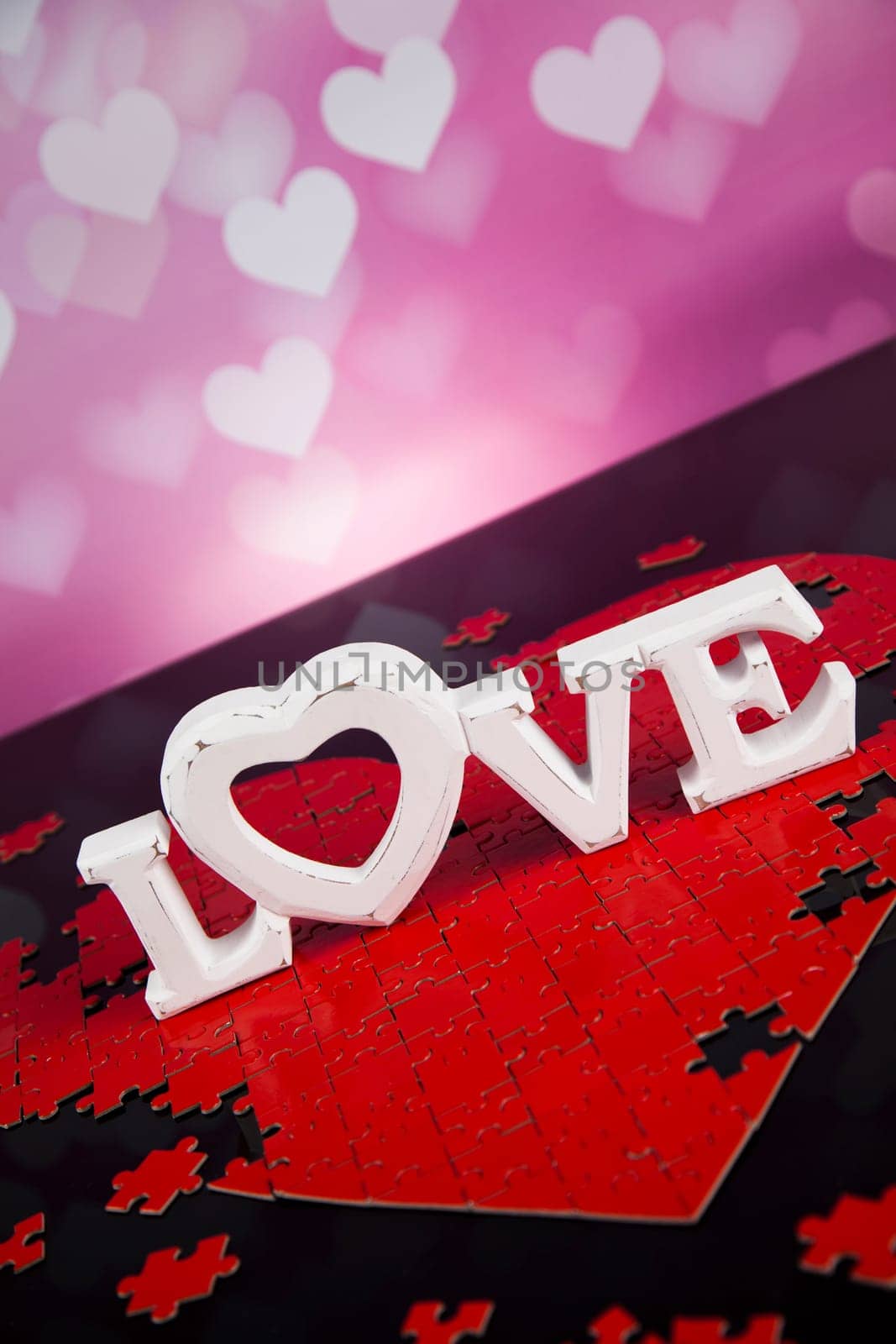 Wooden letters love and heart