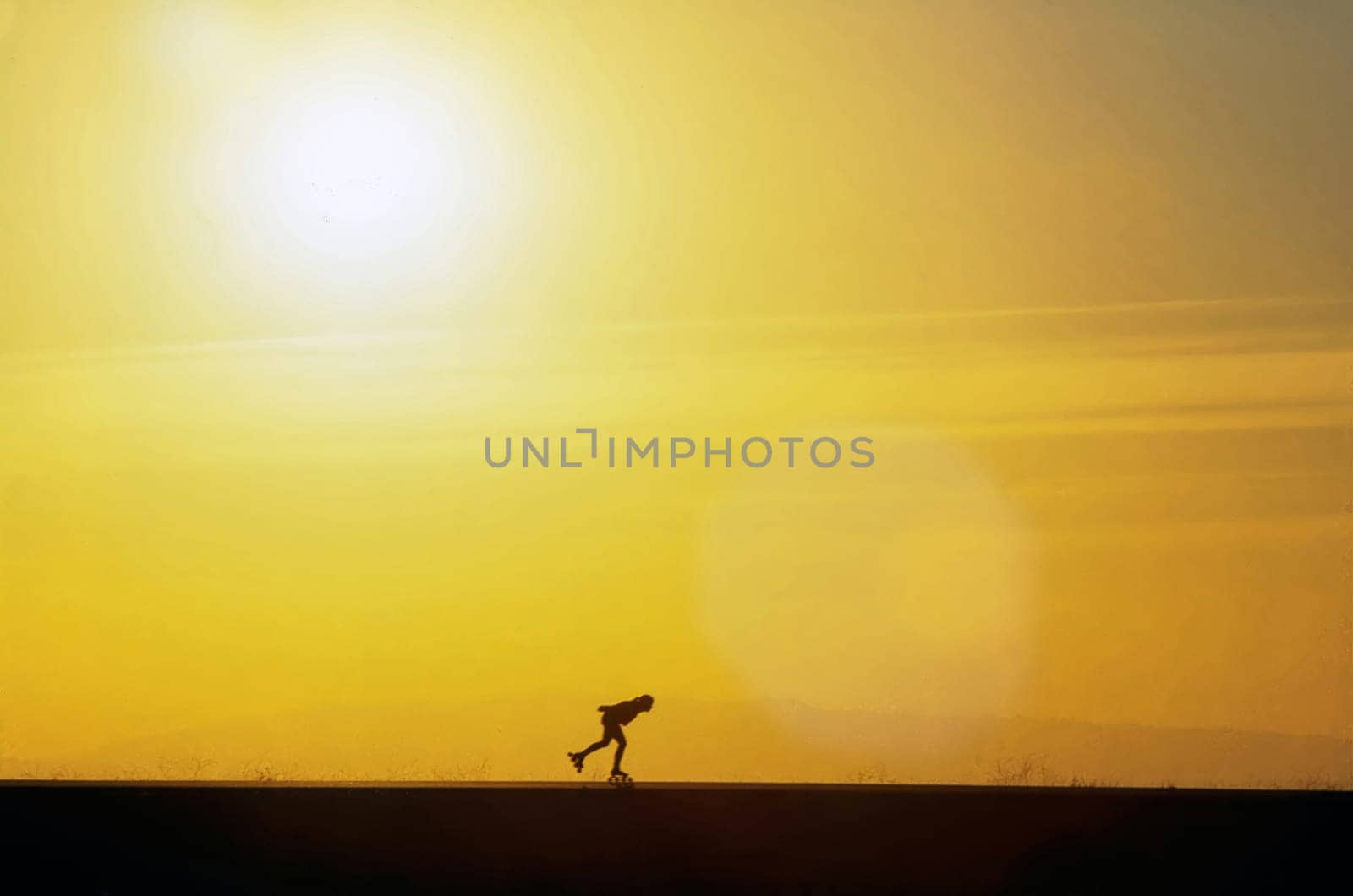 Roller skating at sunset in California