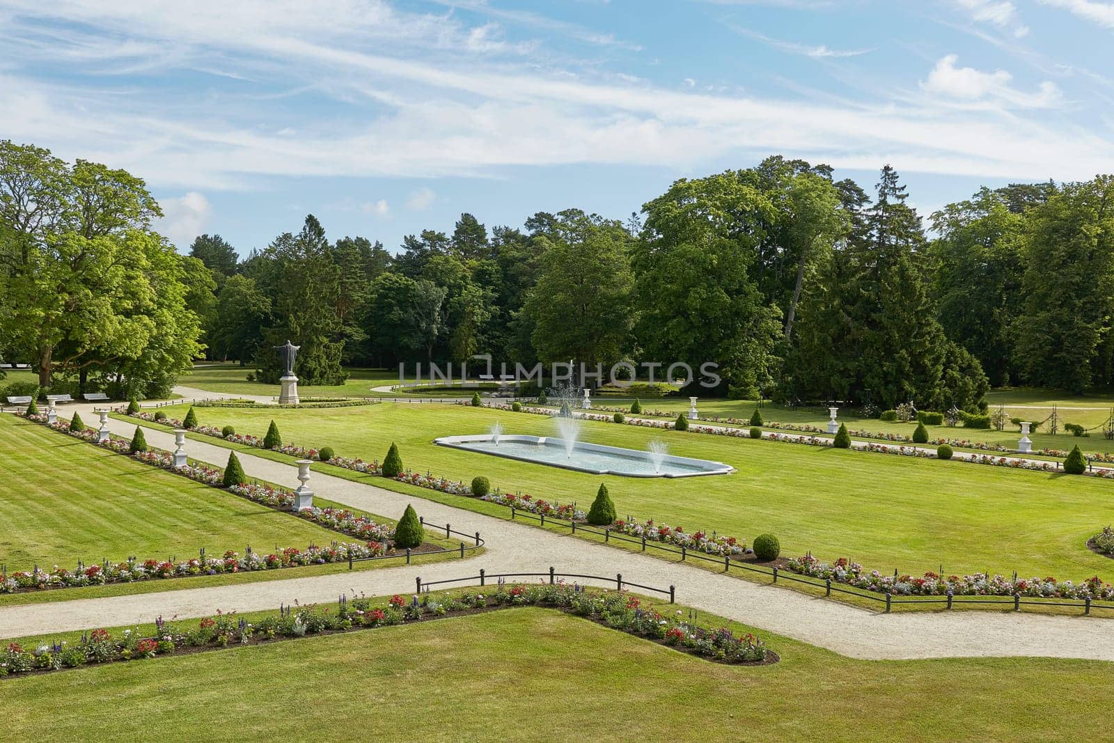 PALANGA, LITHUANIA - JULY 05, 2017: Beautiful Palanga Amber Museum in Tiskeviciai Palace and Botanical Garden in Palanga, Lithuania.