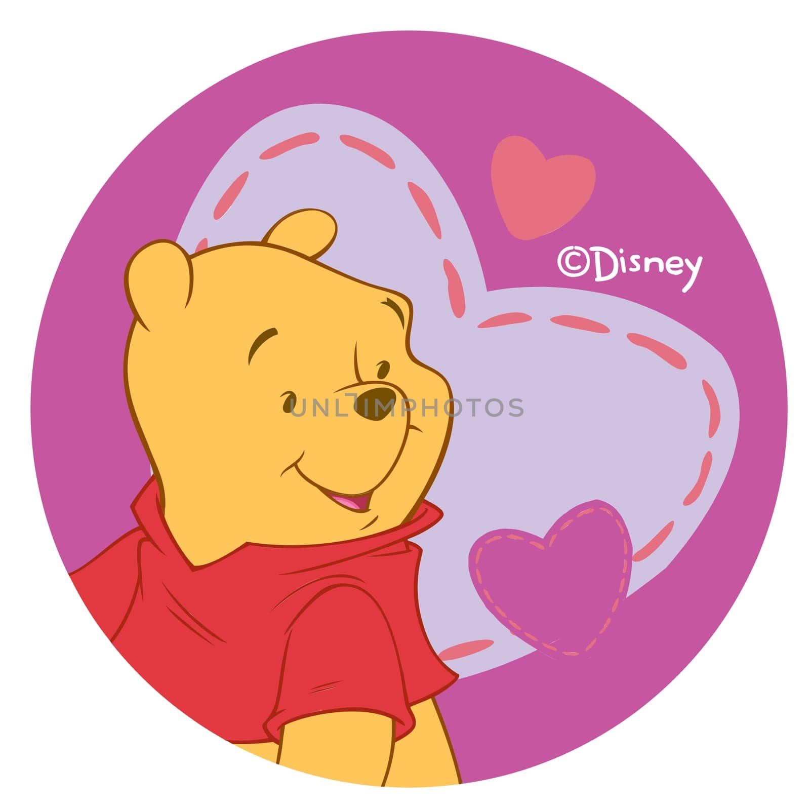 Winnie the Pooh bear cartoon love heart illustration