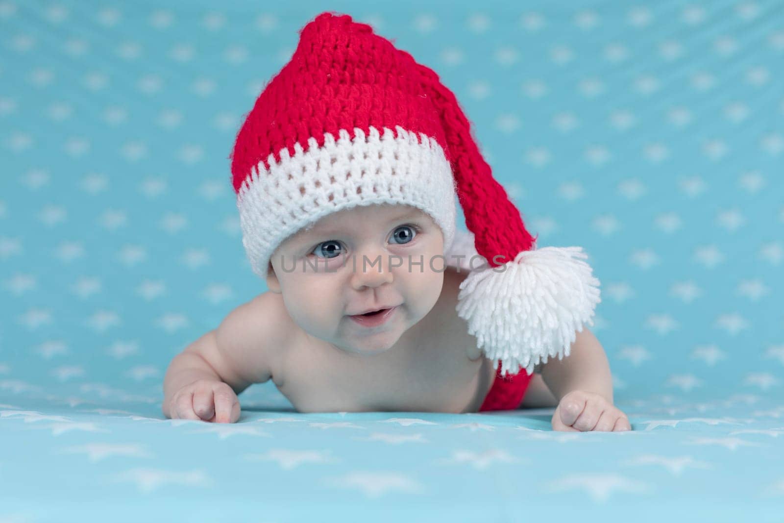 Little cute baby girl with santa hat
