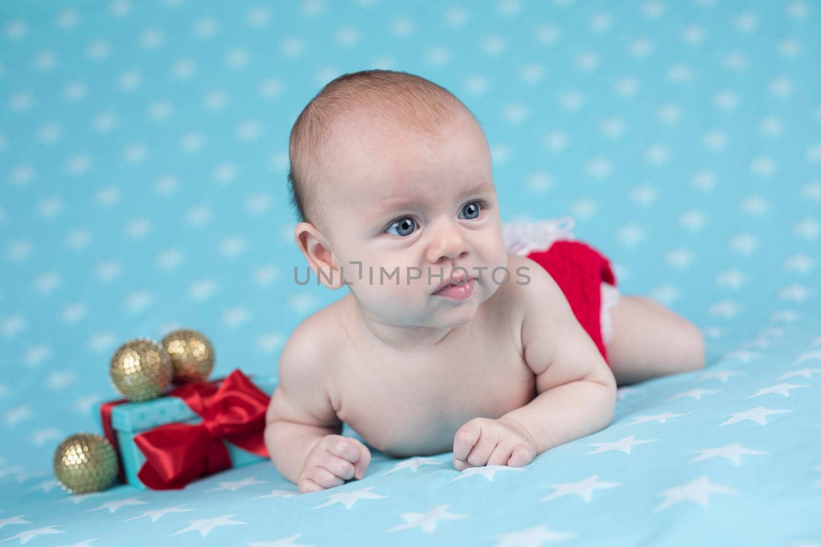 Christmas baby crawling
