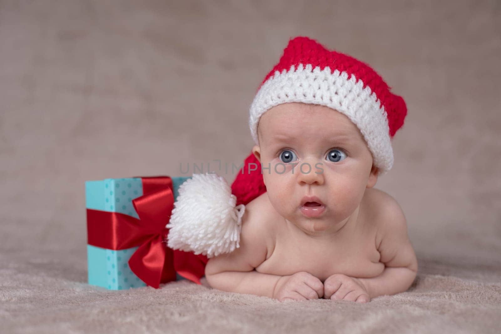 Baby in christmas hat