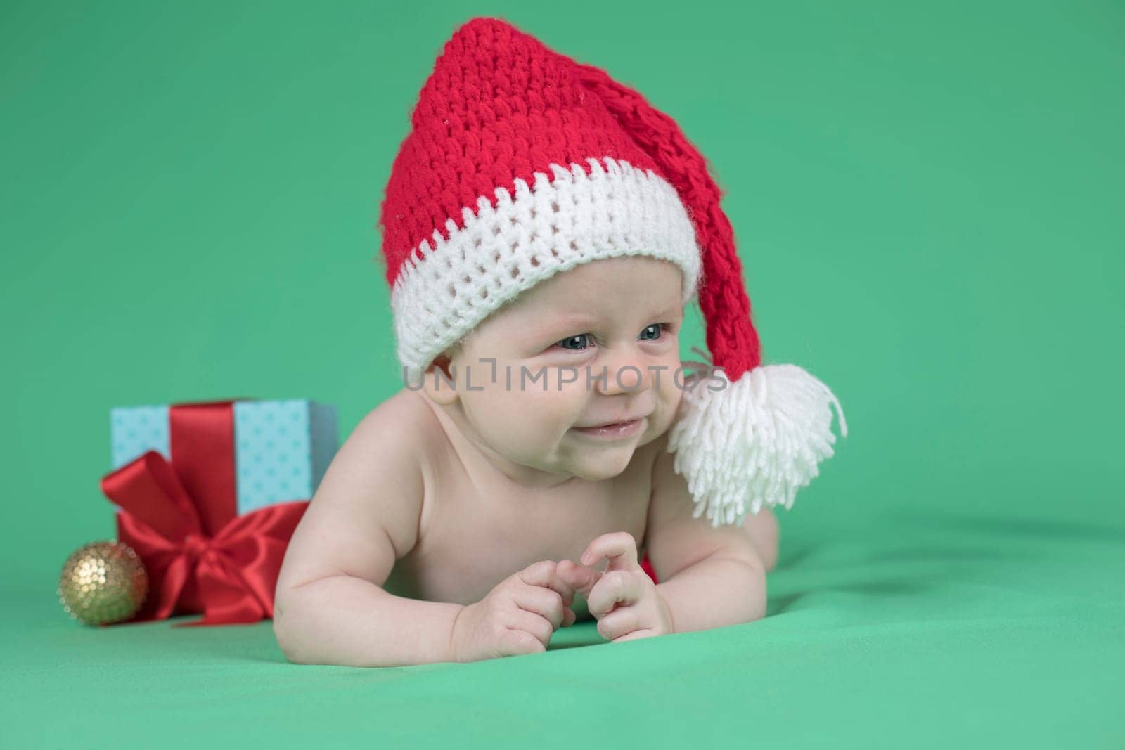 Baby in christmas hat