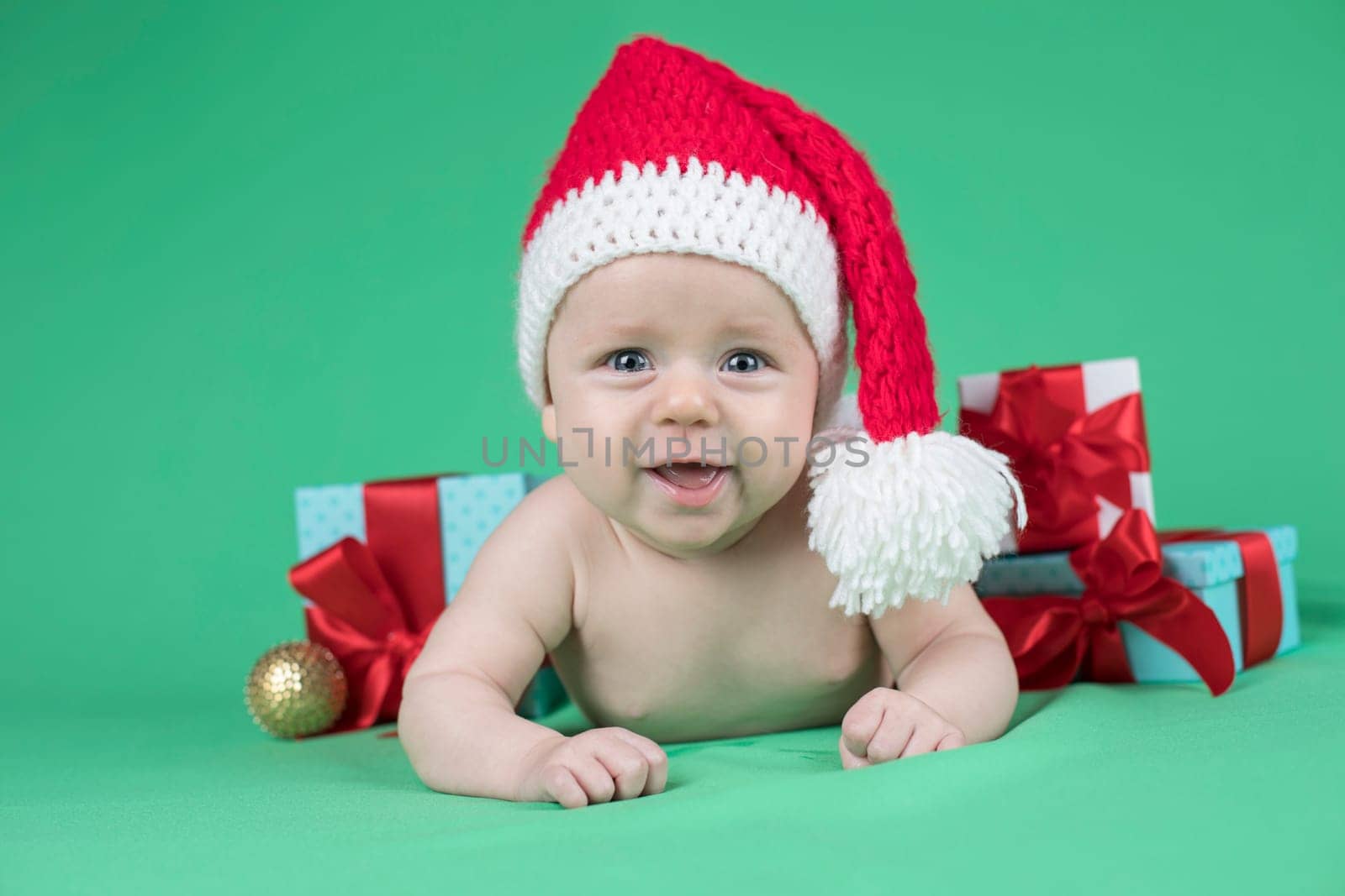 Baby in christmas hat