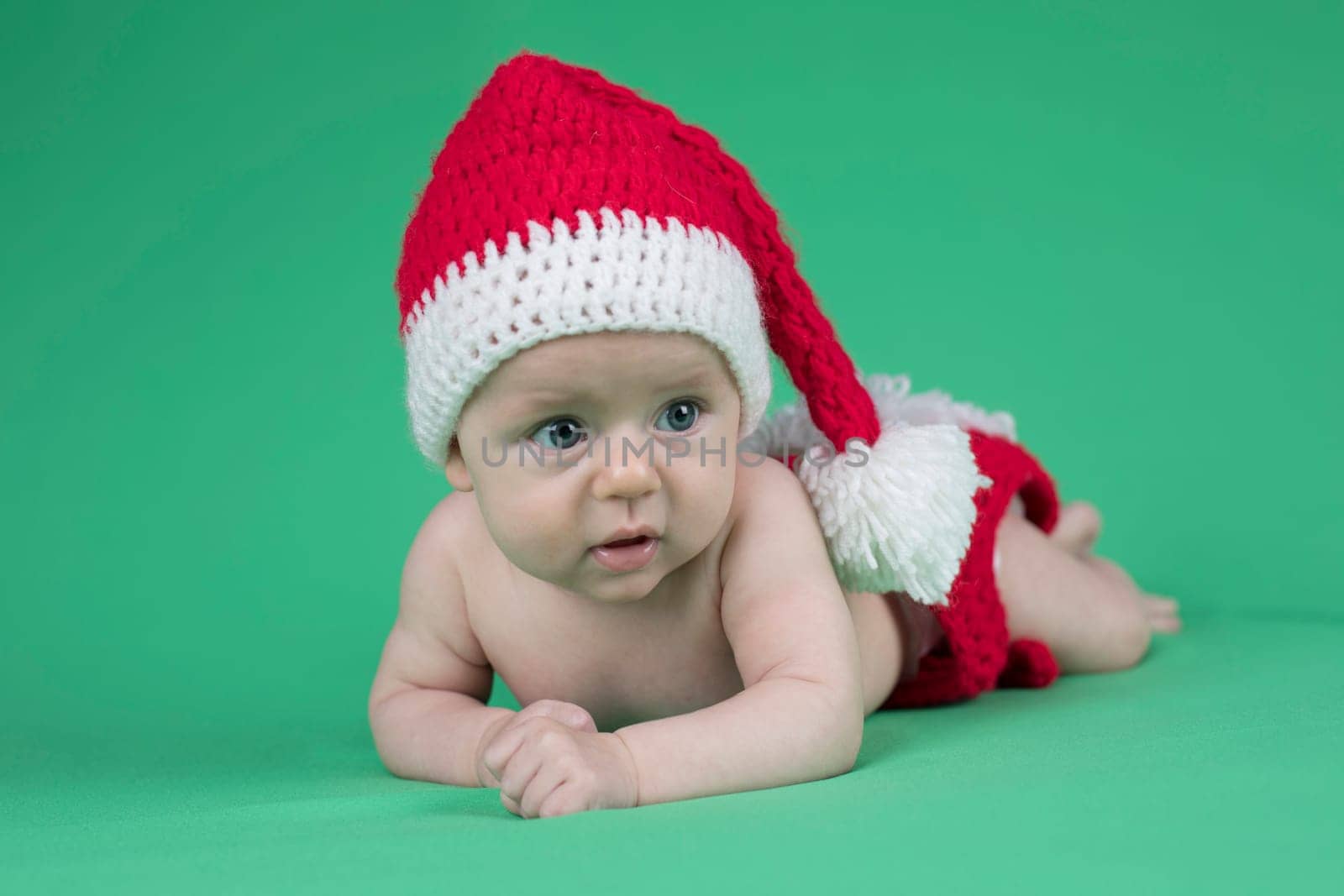 Little cute baby girl with santa hat