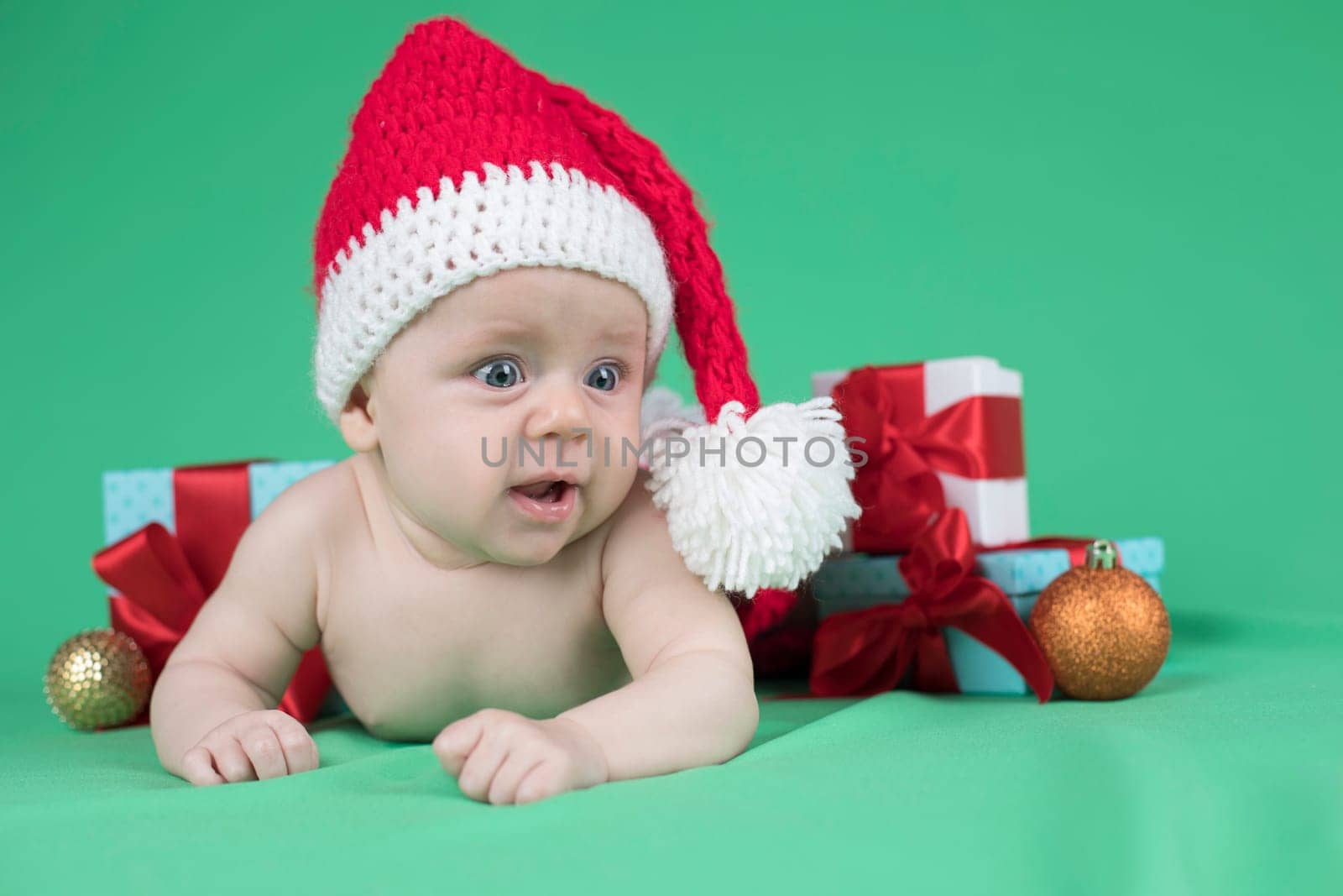 Baby in christmas hat