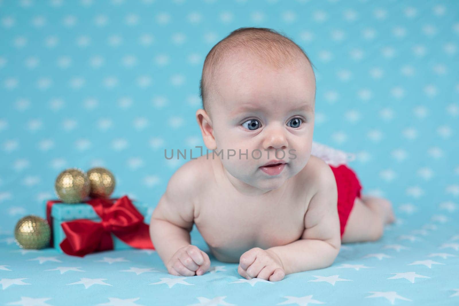 Christmas baby crawling