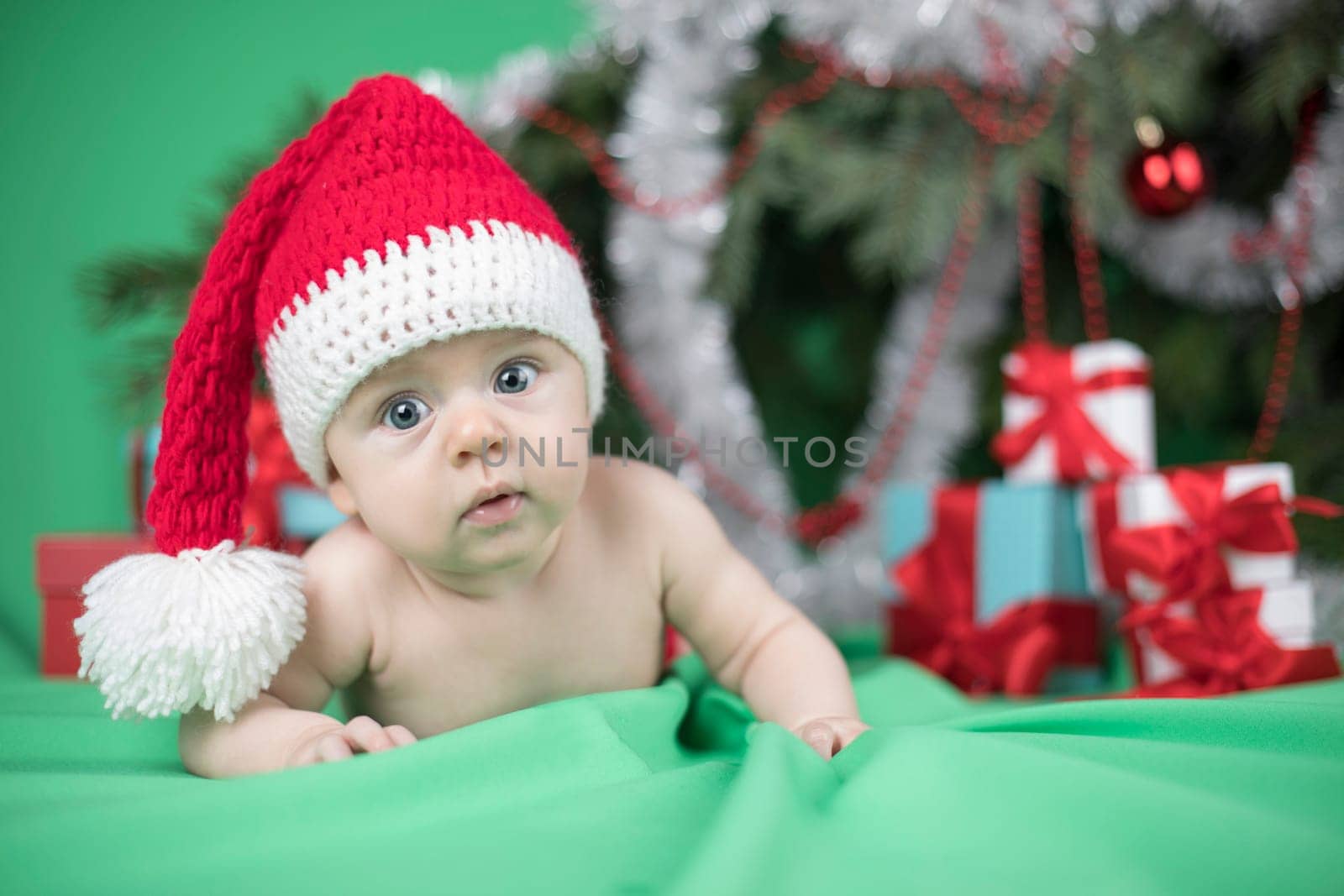 Baby in christmas hat