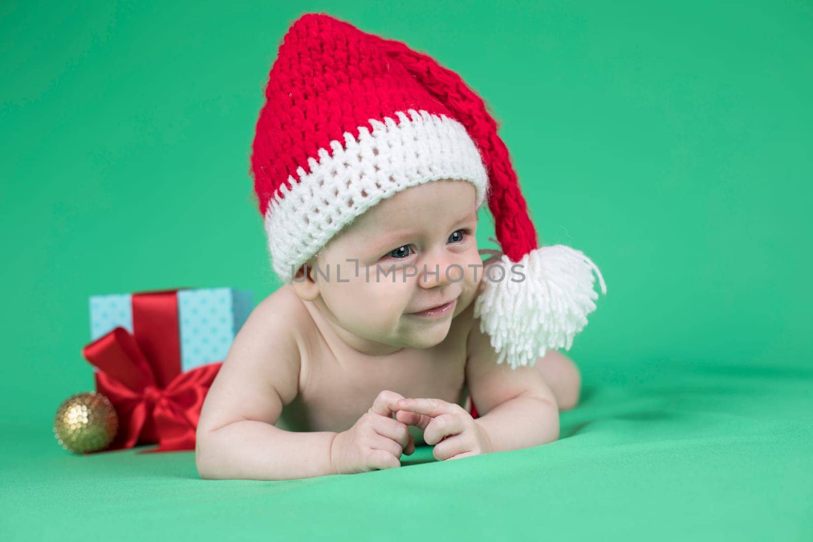 Baby in christmas hat