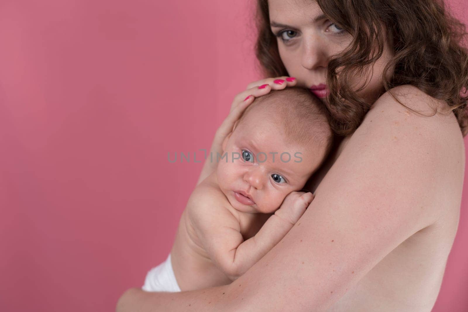 Cute portrait of mother and baby