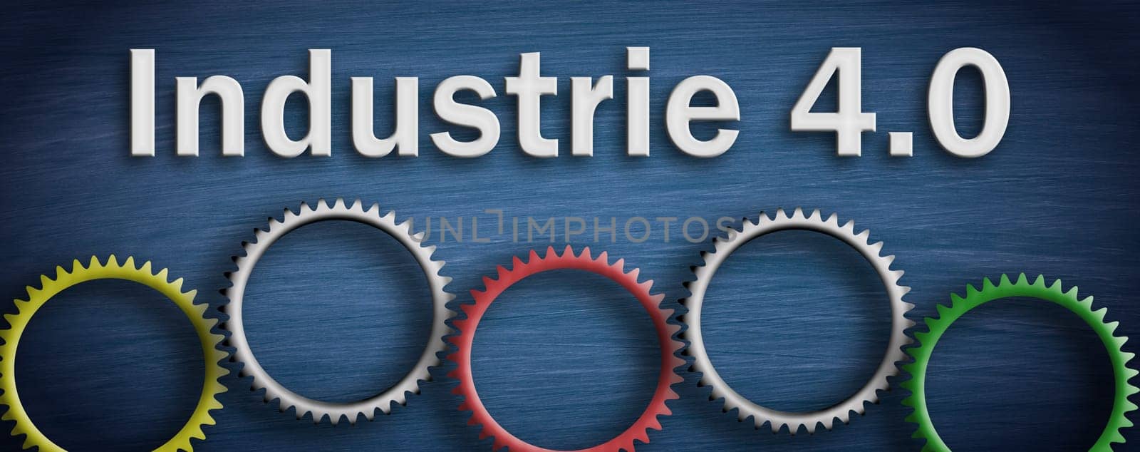 Industry 4.0 concept with gears on a blue background
