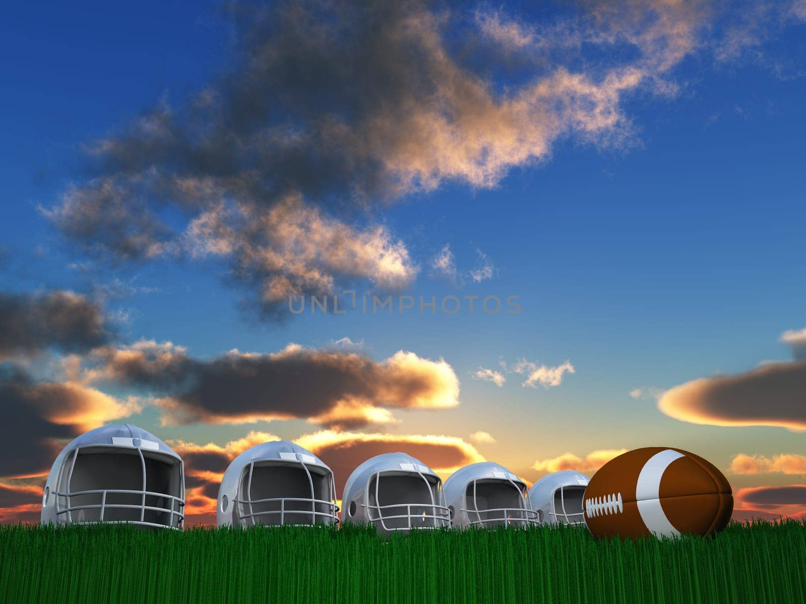 Football Helmet and Ball Composition