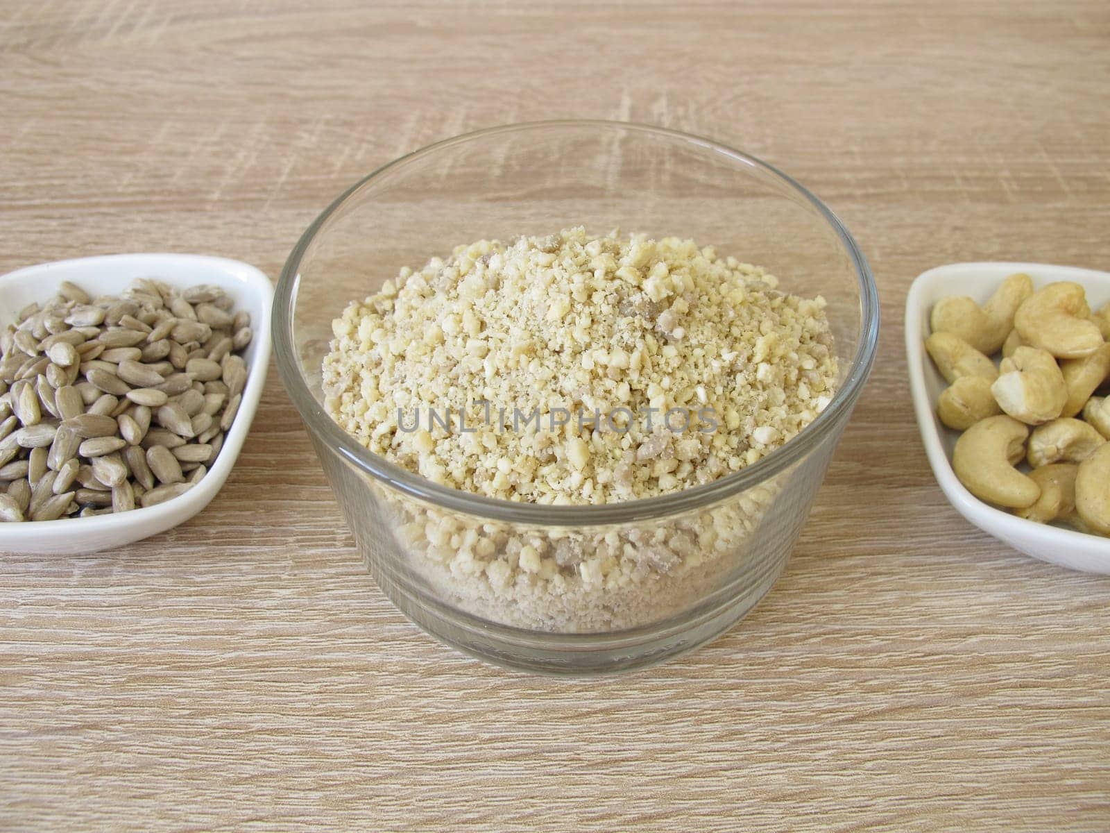 Homemade vegan grated cheese,pizza cheese made from cashews and sunflower seeds