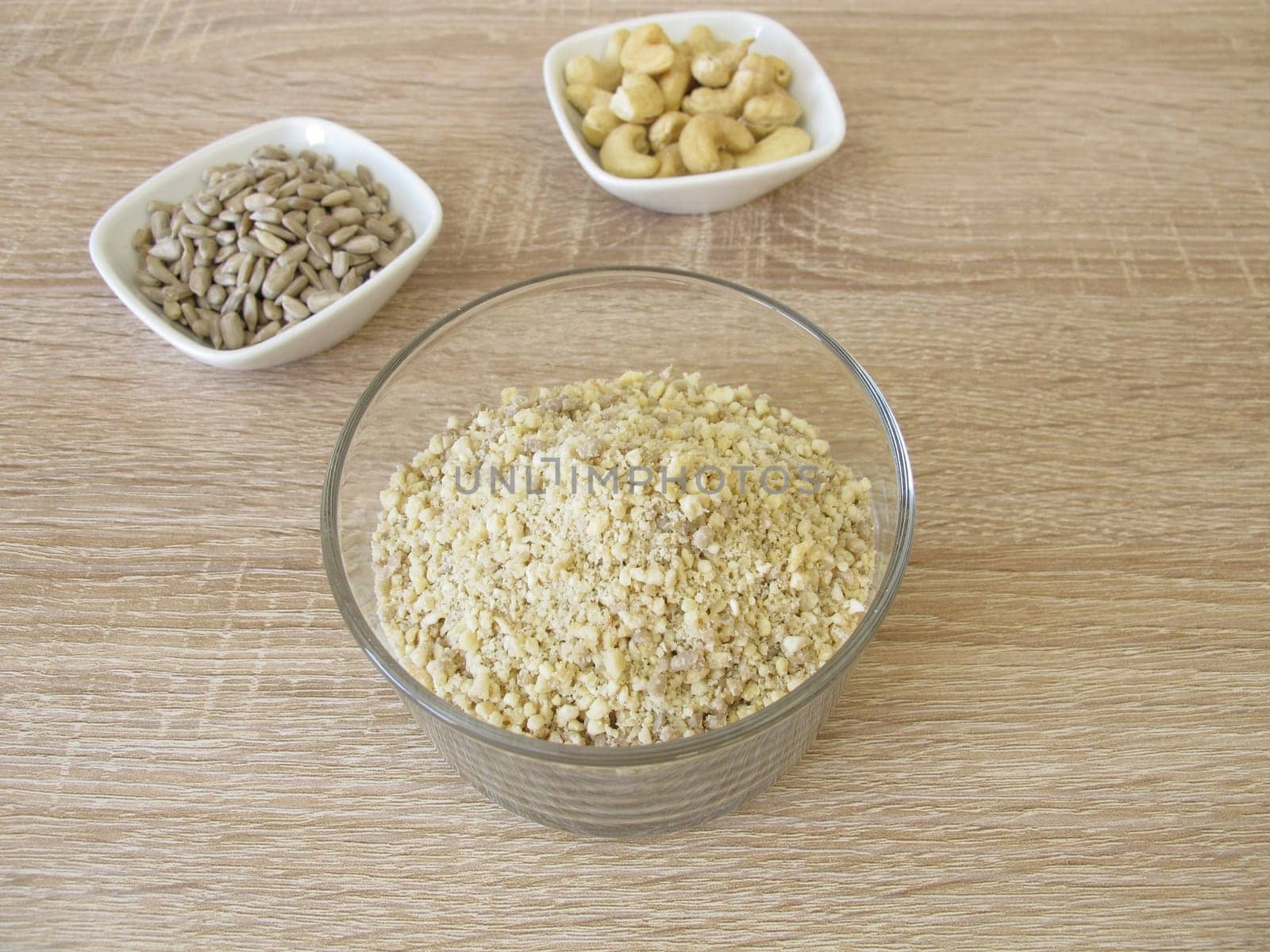 Homemade vegan grated cheese,pizza cheese made from cashews and sunflower seeds