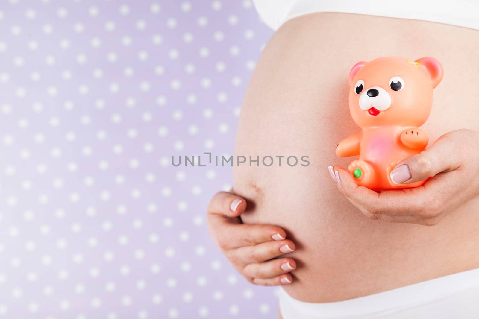 Bear and Happy pregnant woman