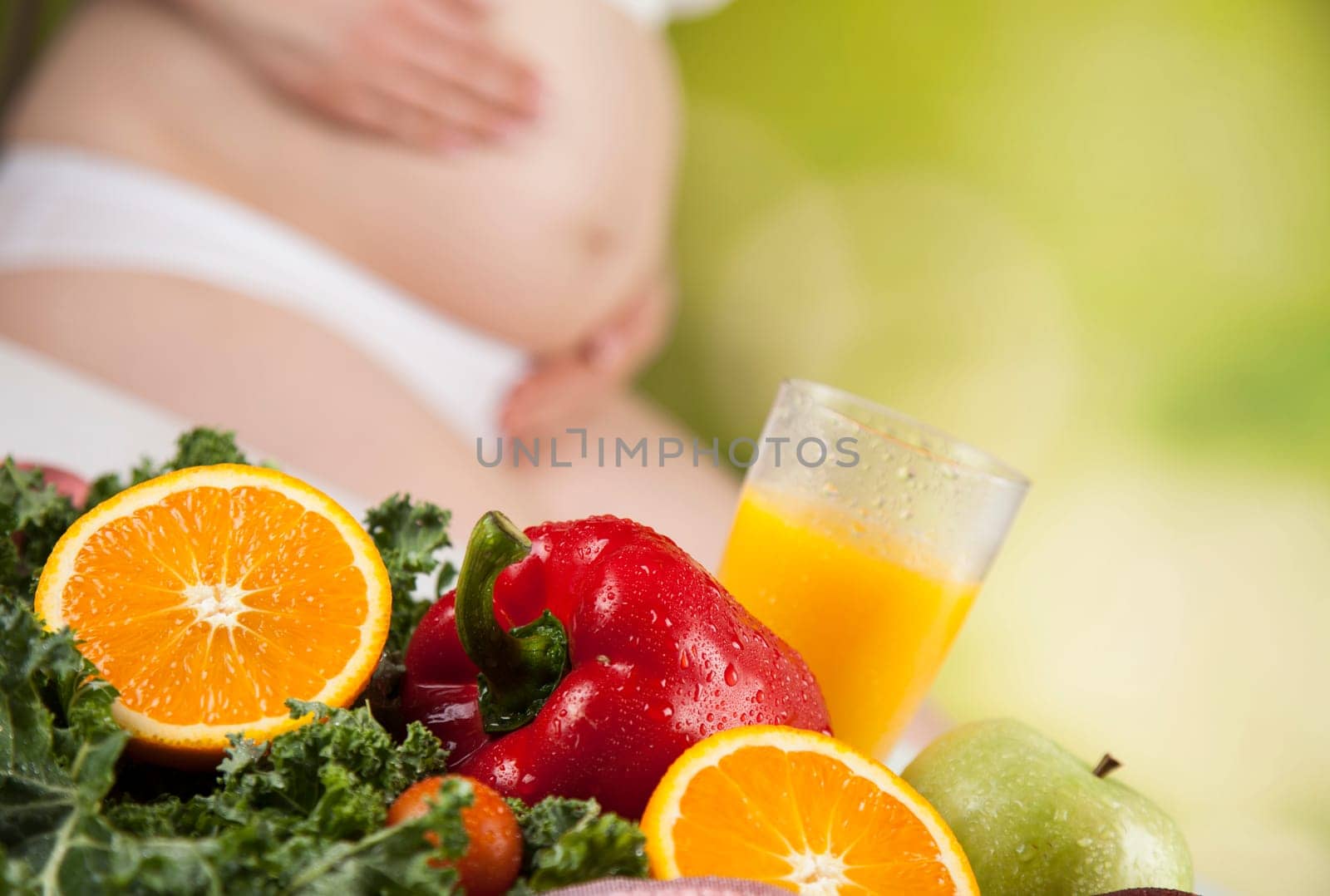Pregnant woman loving her baby