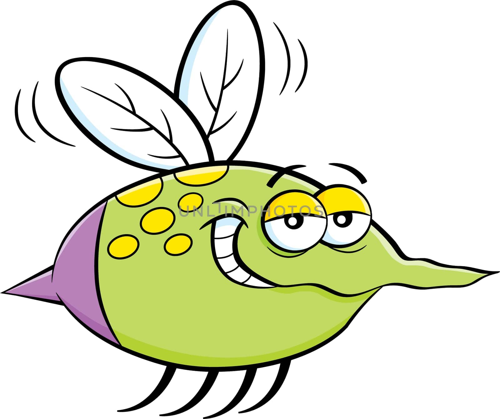 Cartoon illustration of a flying insect.