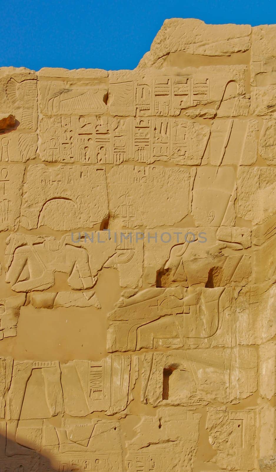 Egyptian relief carved wall in Karnak temple, Egypt