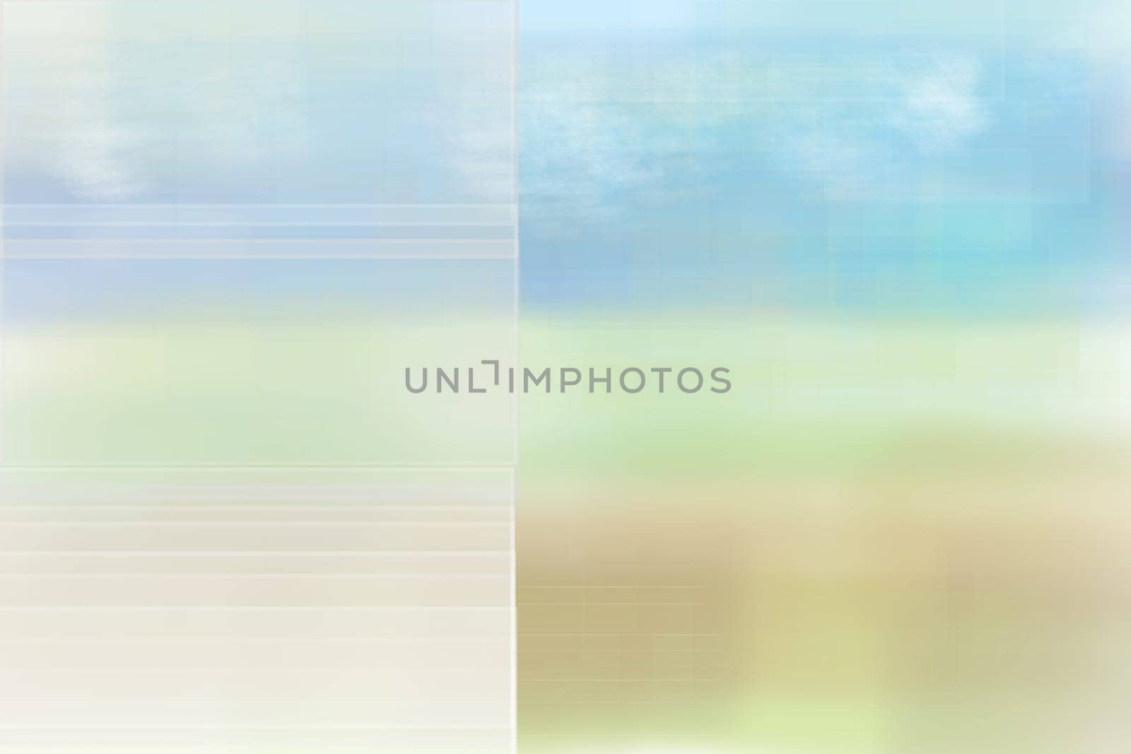 Beautiful colorful bright pastel harmonious texture  background. Blurred abstract view to landscape and sky from a window out.