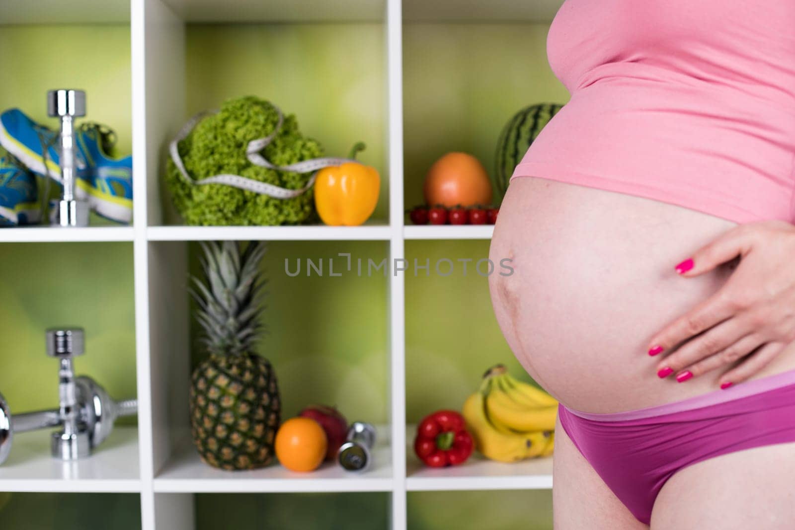 Pregnancy, healthy food and people concept