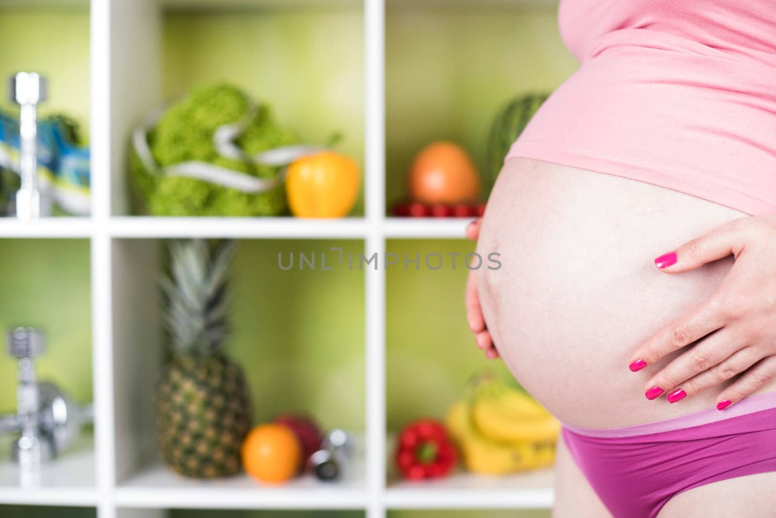 Pregnancy, healthy food and people concept