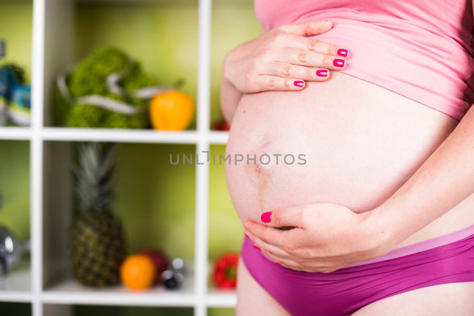 Pregnancy, healthy food and people concept
