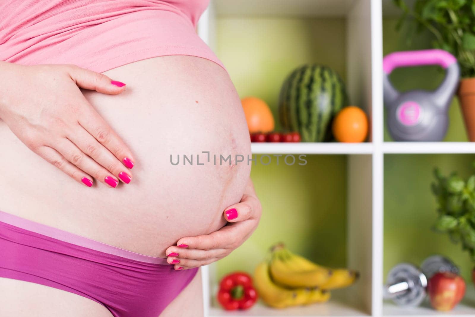 Pregnancy, healthy food and people concept