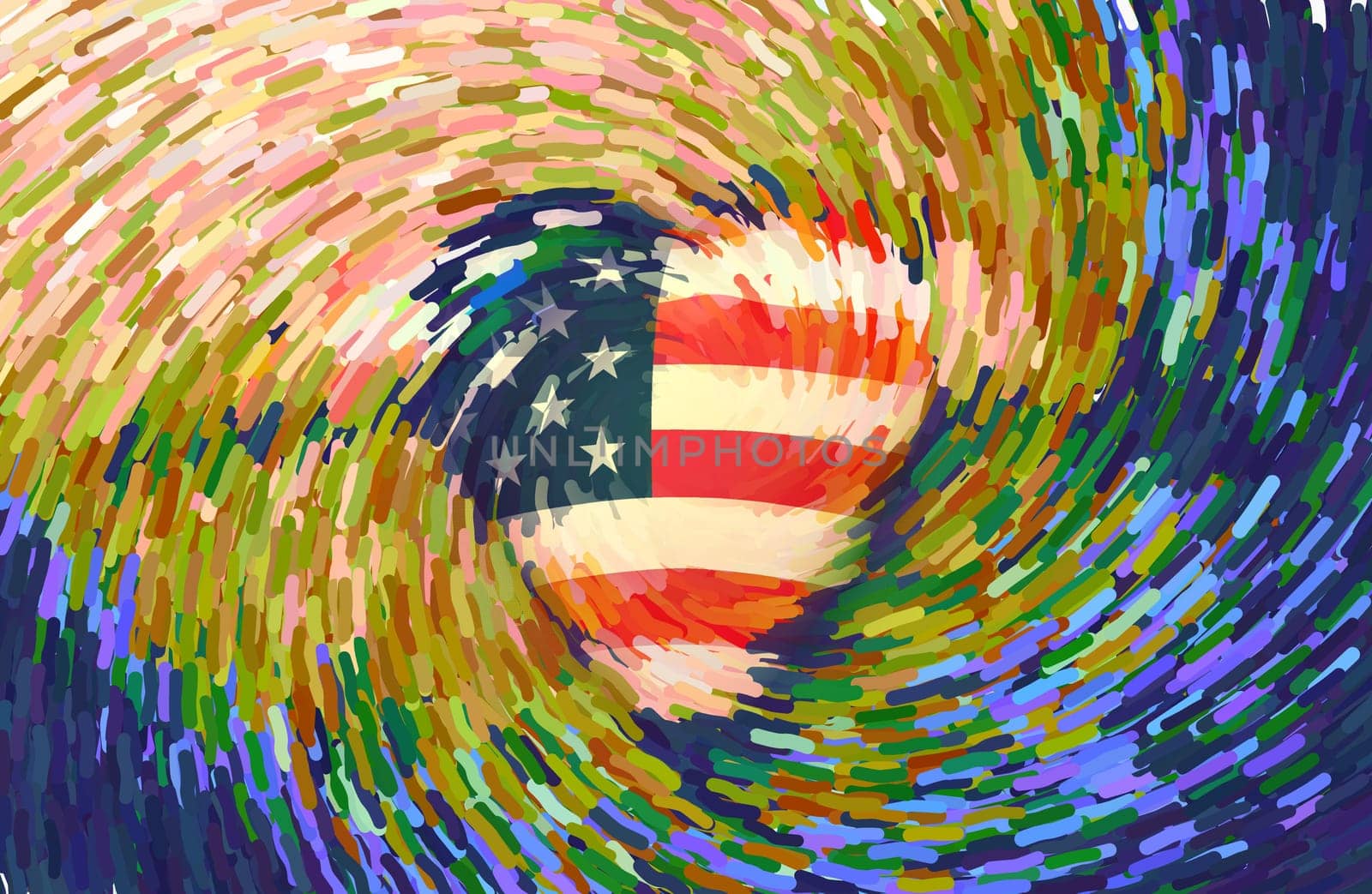 USA FLag winged heart pinned to surface