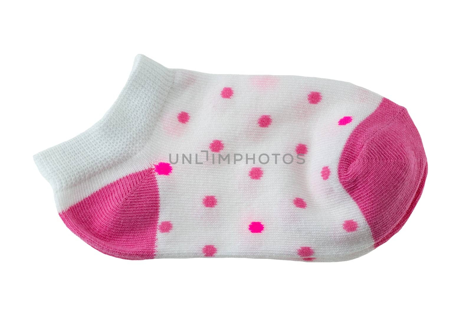 Bright pink baby socks isolated on white background. Fashion baby.