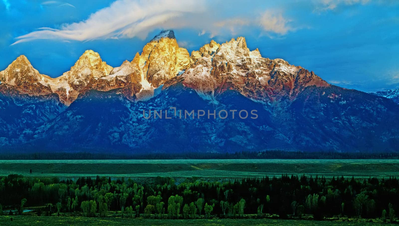Dawn on Grand Teton in Wyoming
