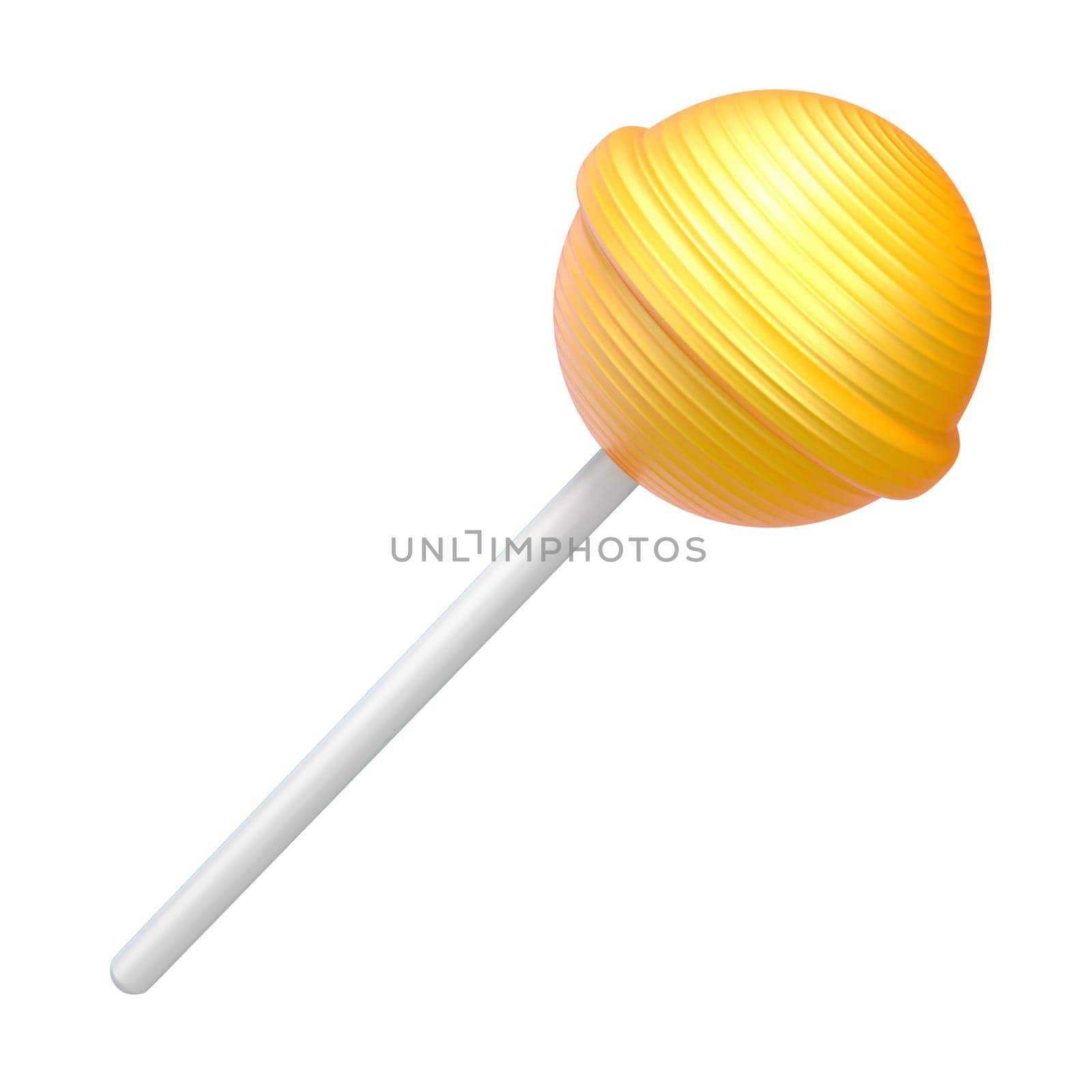 Yellow lollipop 3D rendering illustration isolated on white background