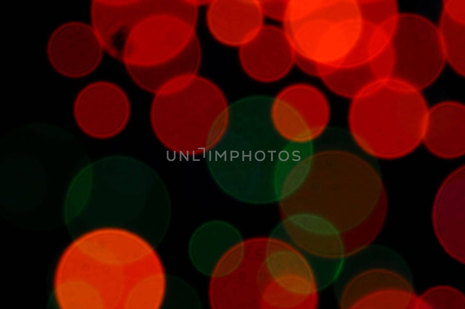 Abstract circles pattern colorful blurry lights at night.