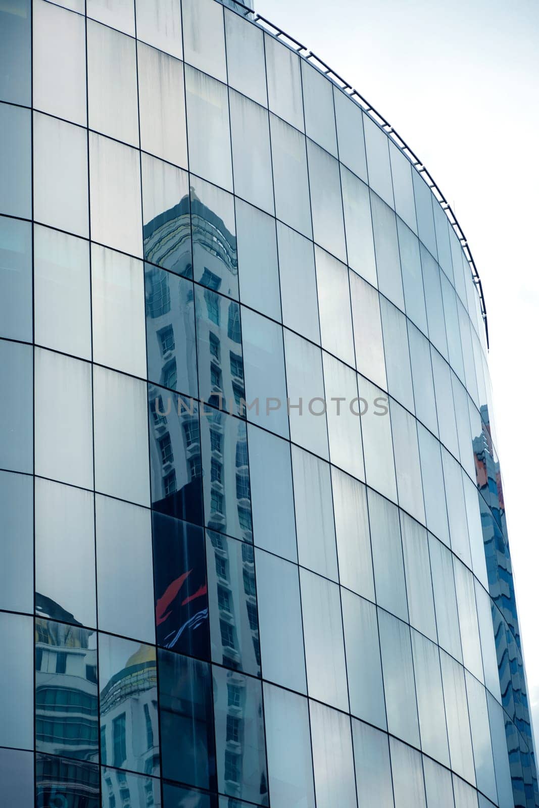 Close up shot of modern architecture building exterior in Bangkok, Thailand