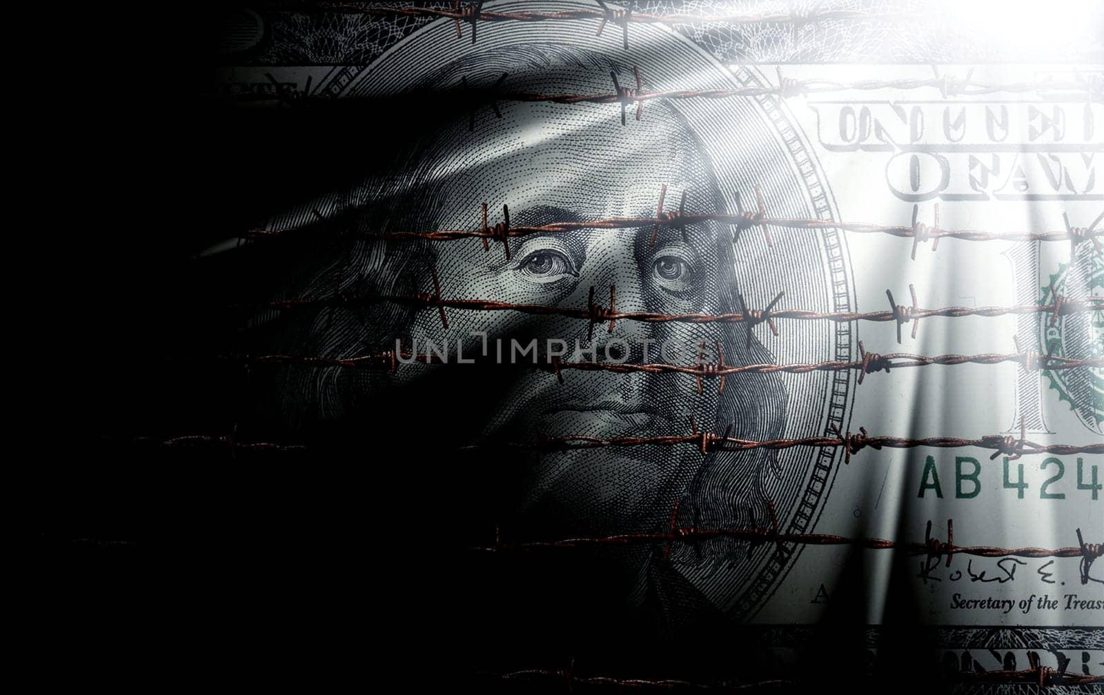 conceptual image of hundred dollar bill