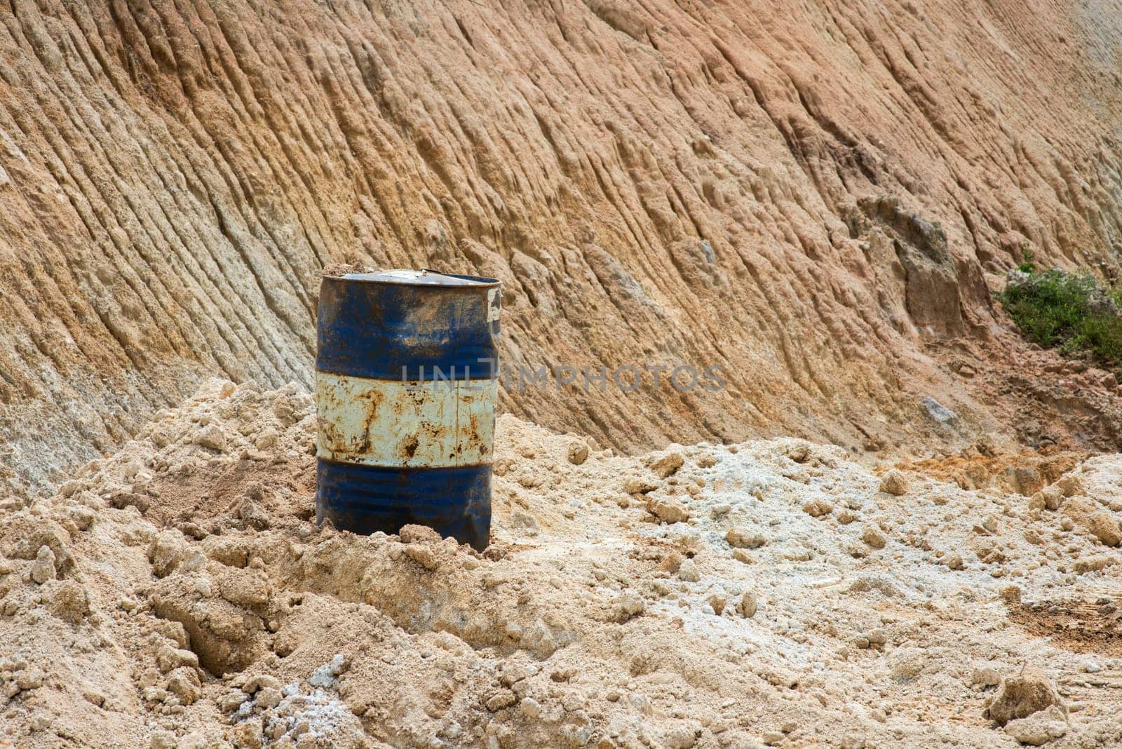 Oil can on sand mines, Malaysia.