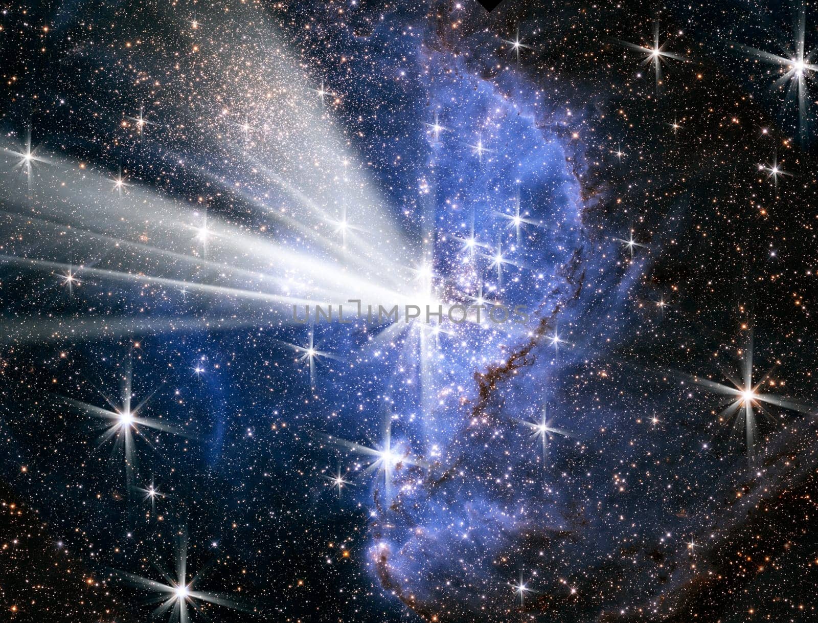 Conceptual image of galaxy and stars. Furnished NASA image used for this image.