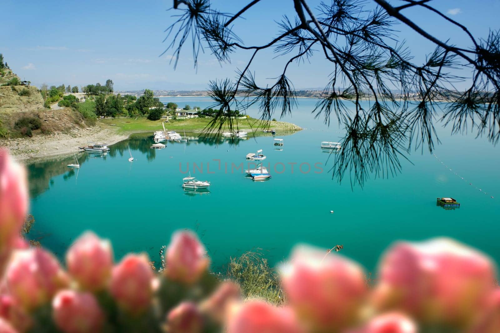 spring time lake and boats in Adana, Turkey
