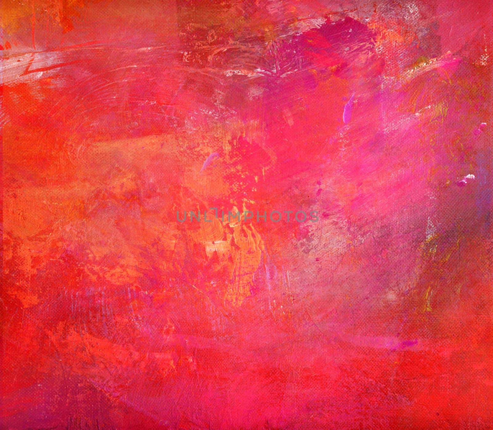 the color pink with its different shades. Opaque color areas and glazes applied with brush and wiped. Canvas,hobby,painting,close-up.