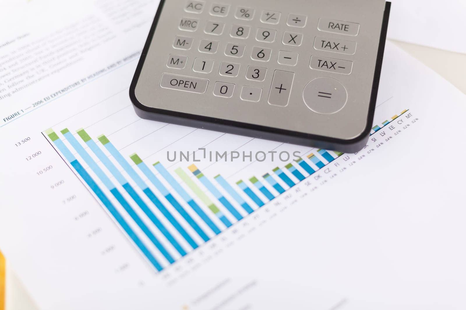 Business analysis - Checking accounting report on business table with calculator