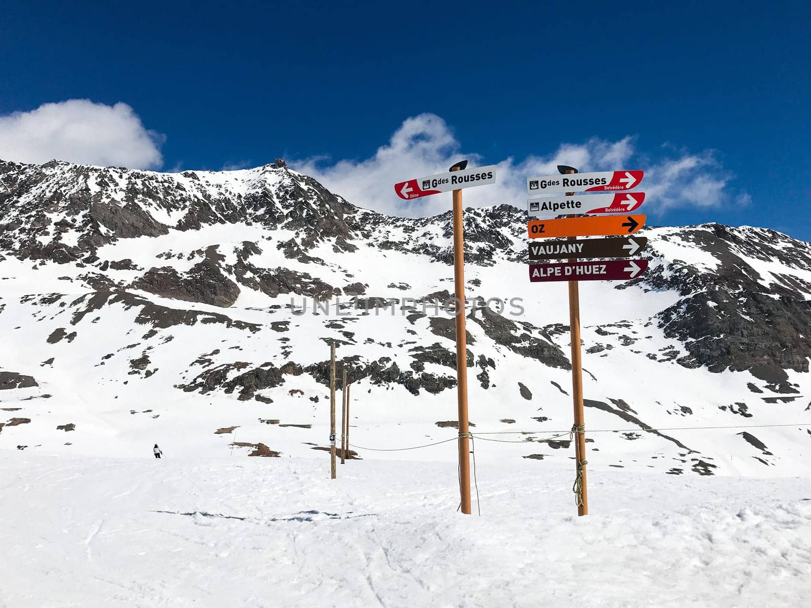 The Alpe d Huez ski domain in the French Alps