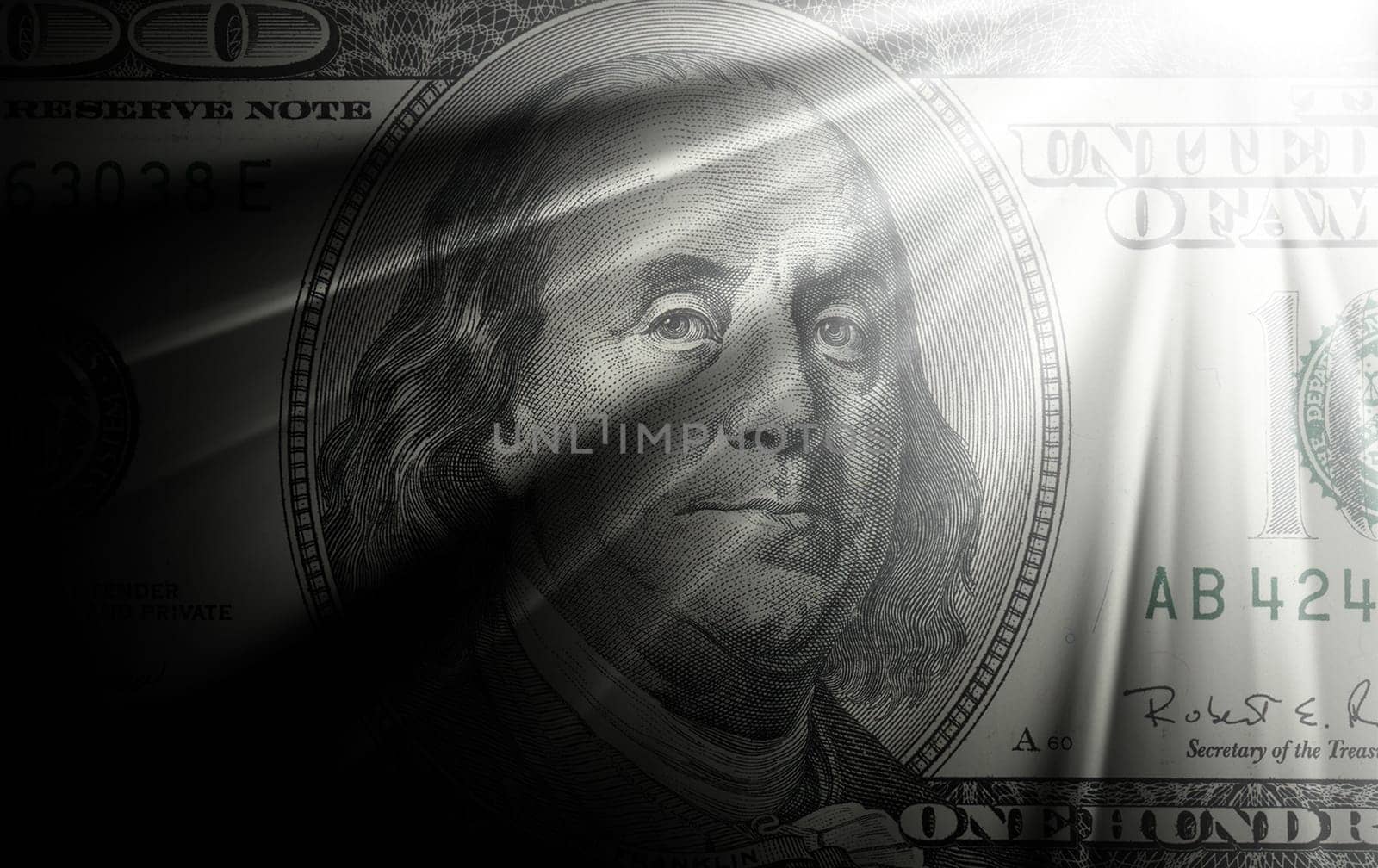 conceptual image of hundred dollar bill