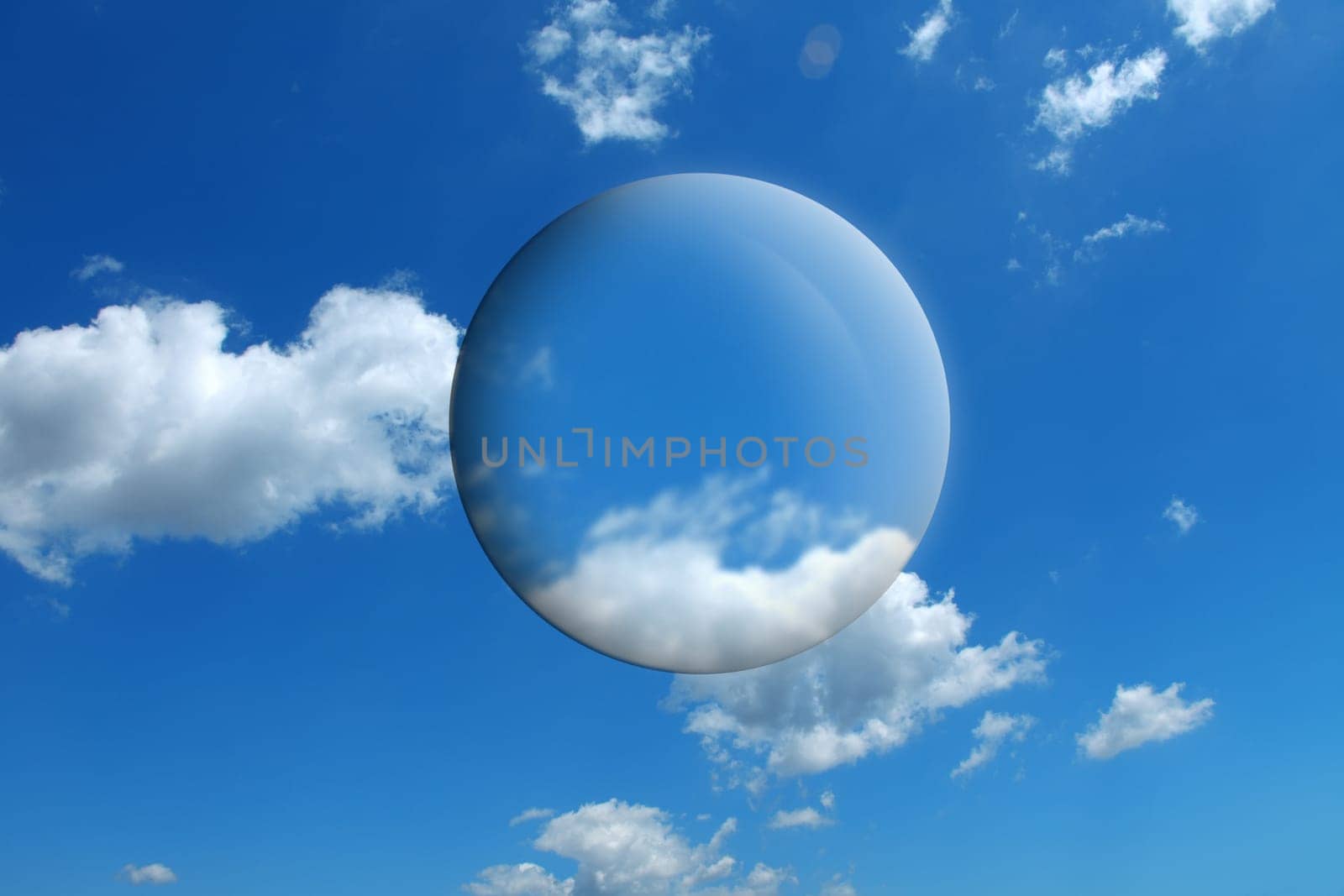 conceptual image of blue sky and bubble