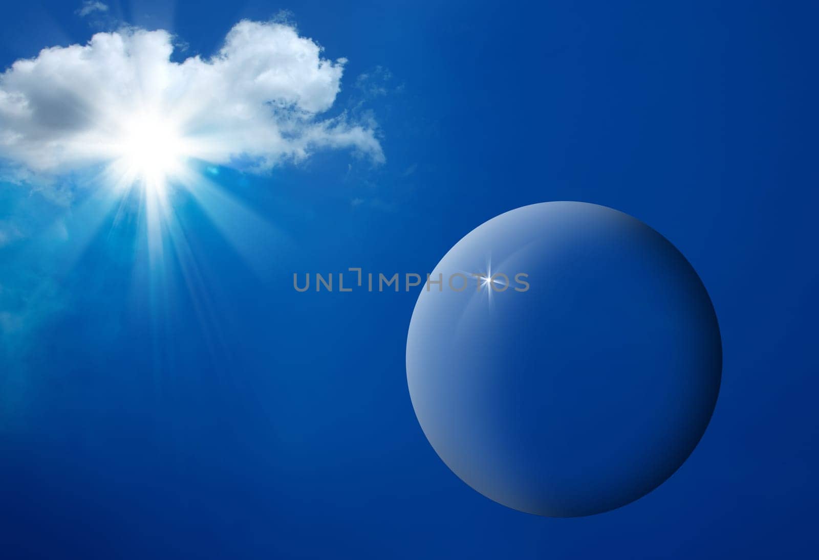 conceptual image of blue sky and bubble