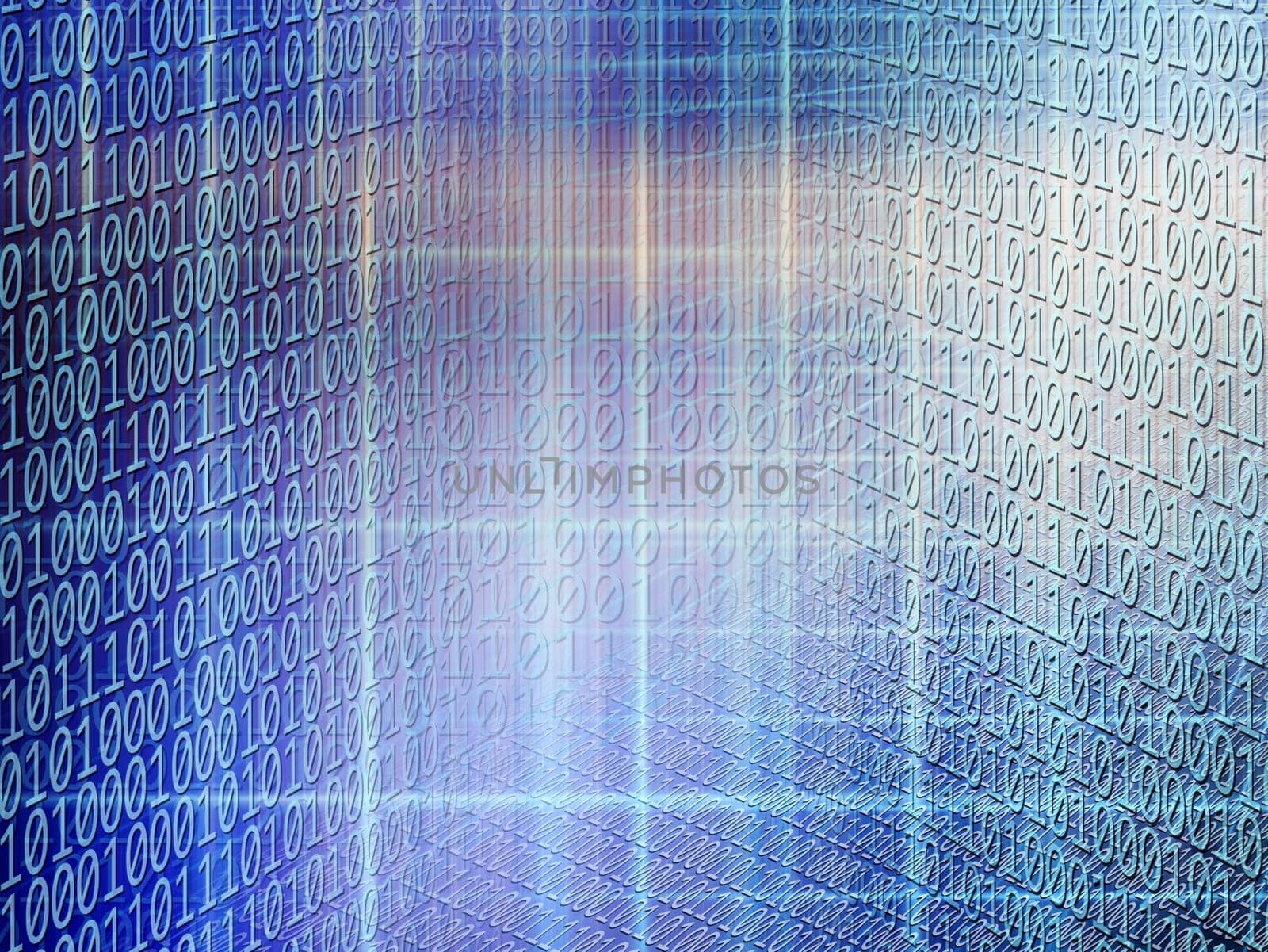 conceptual background image of binary code and abstract lights of technology