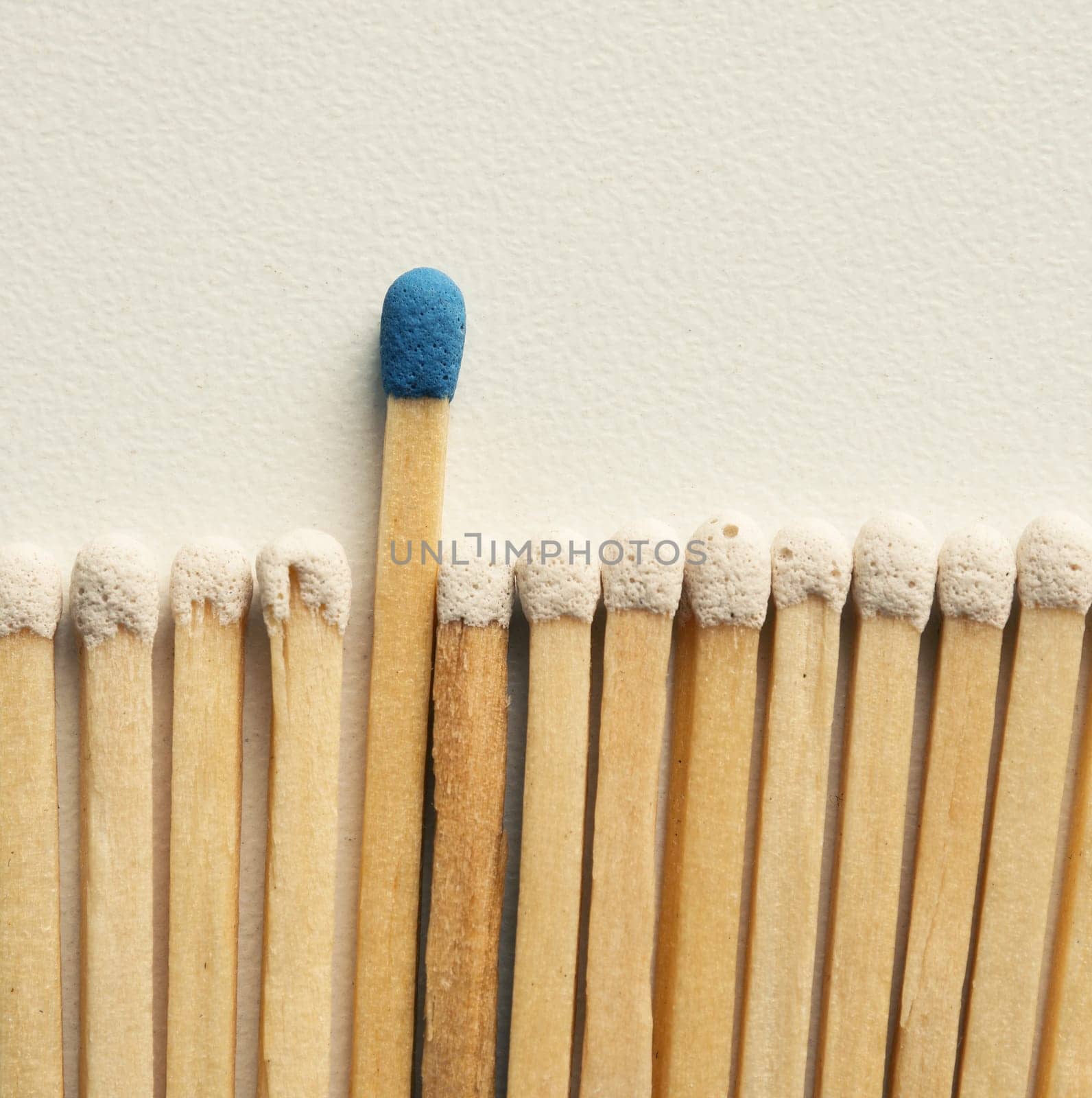 Be different or creativity concept with matches on a table, macro shot