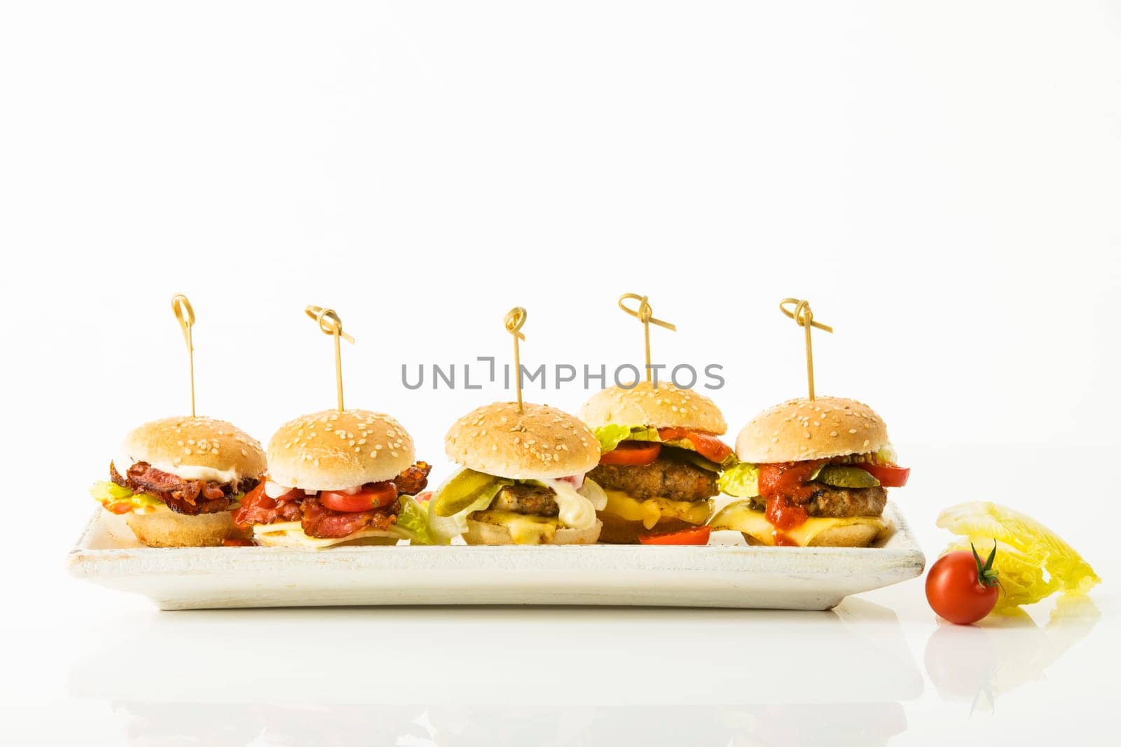 Mini burger on white background