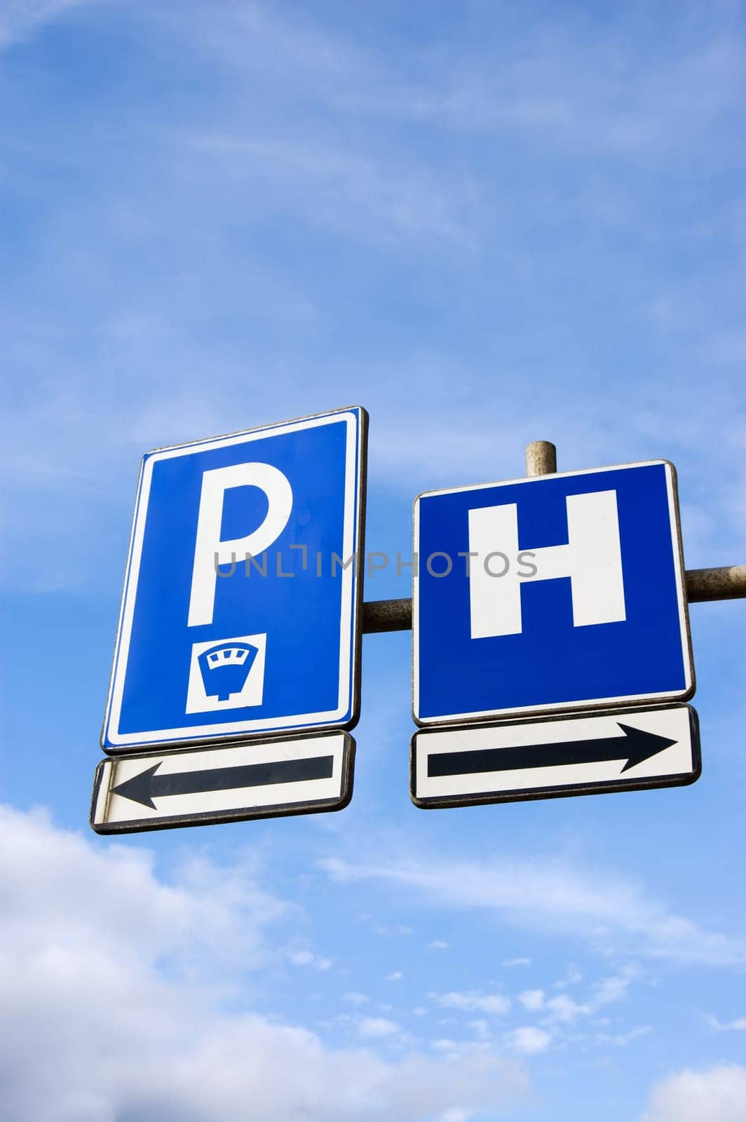 Traffic Sign for Hospital and Parking